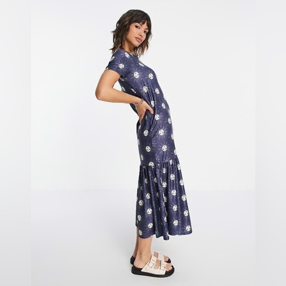 Blue Sun Patterned Maxi Dress